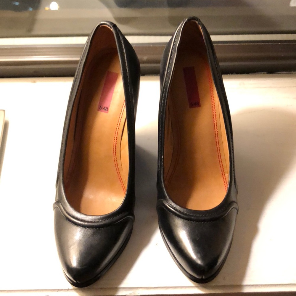 Black Leather Wedges
